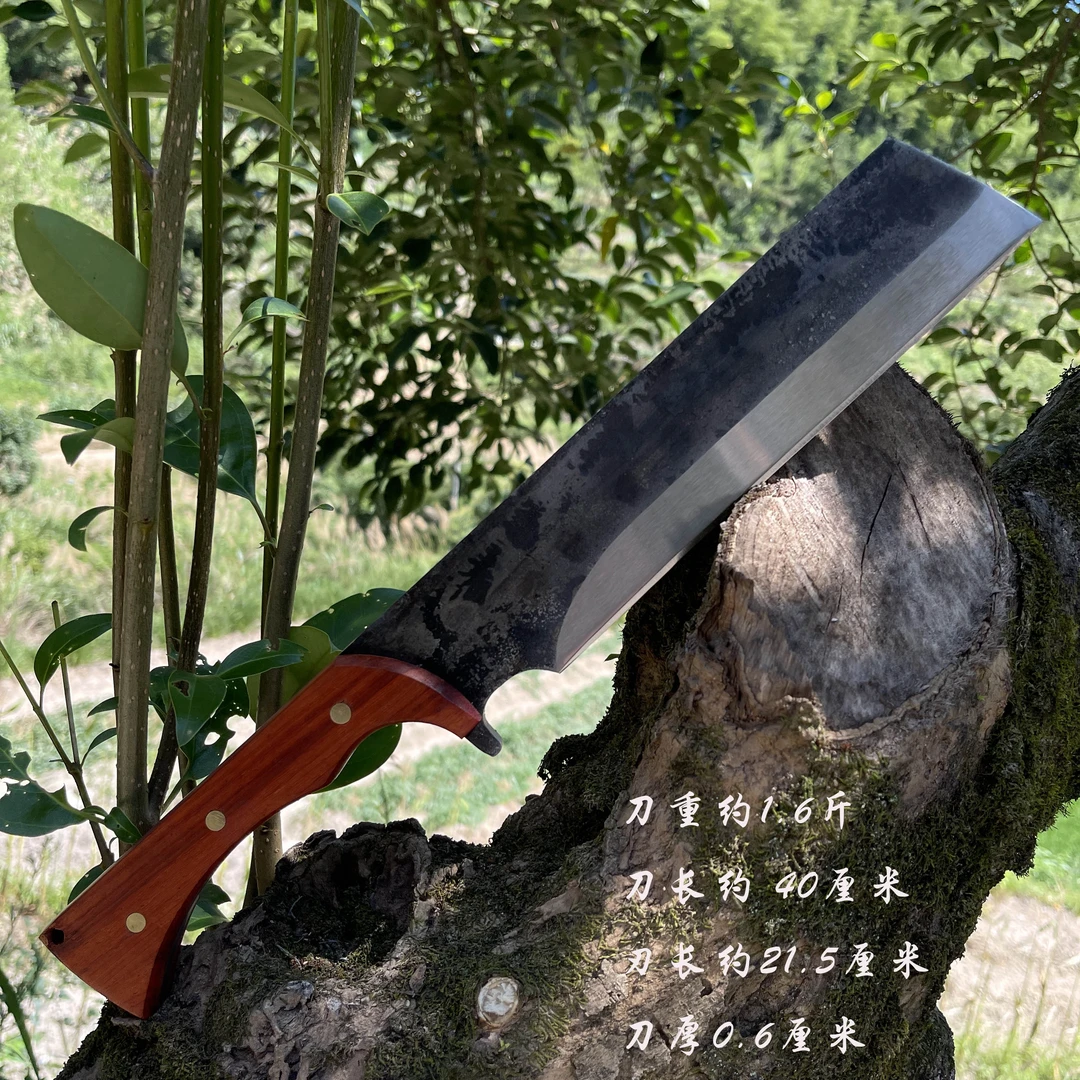 一体锻打砍骨刀弹簧钢砍柴刀户外专用高硬度劈柴砍树开路