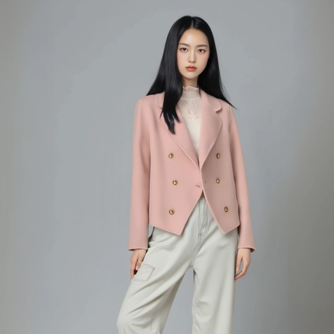 【618特惠】精致干练短西装双面羊毛大衣休闲百搭