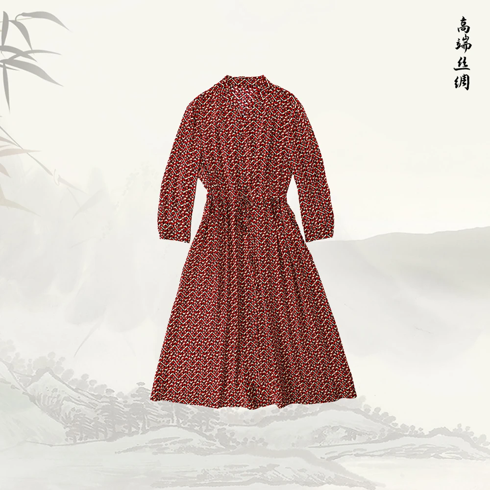 品牌新款气质显瘦轻奢法式印花高级感连衣裙裙子529366