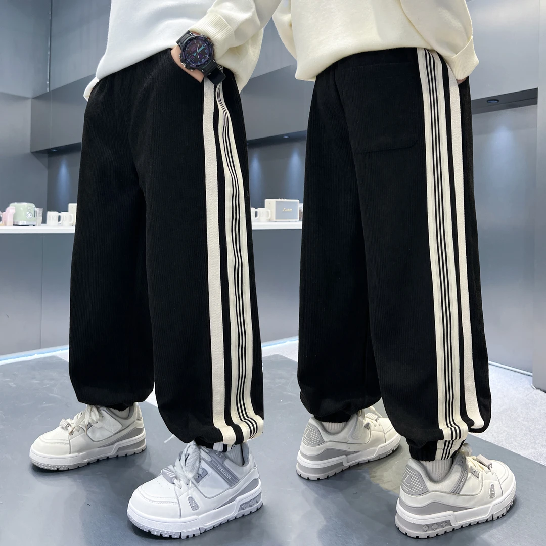 男童裤子秋冬款加绒卫裤2025新款儿童一体绒运动裤长裤冬装大童潮