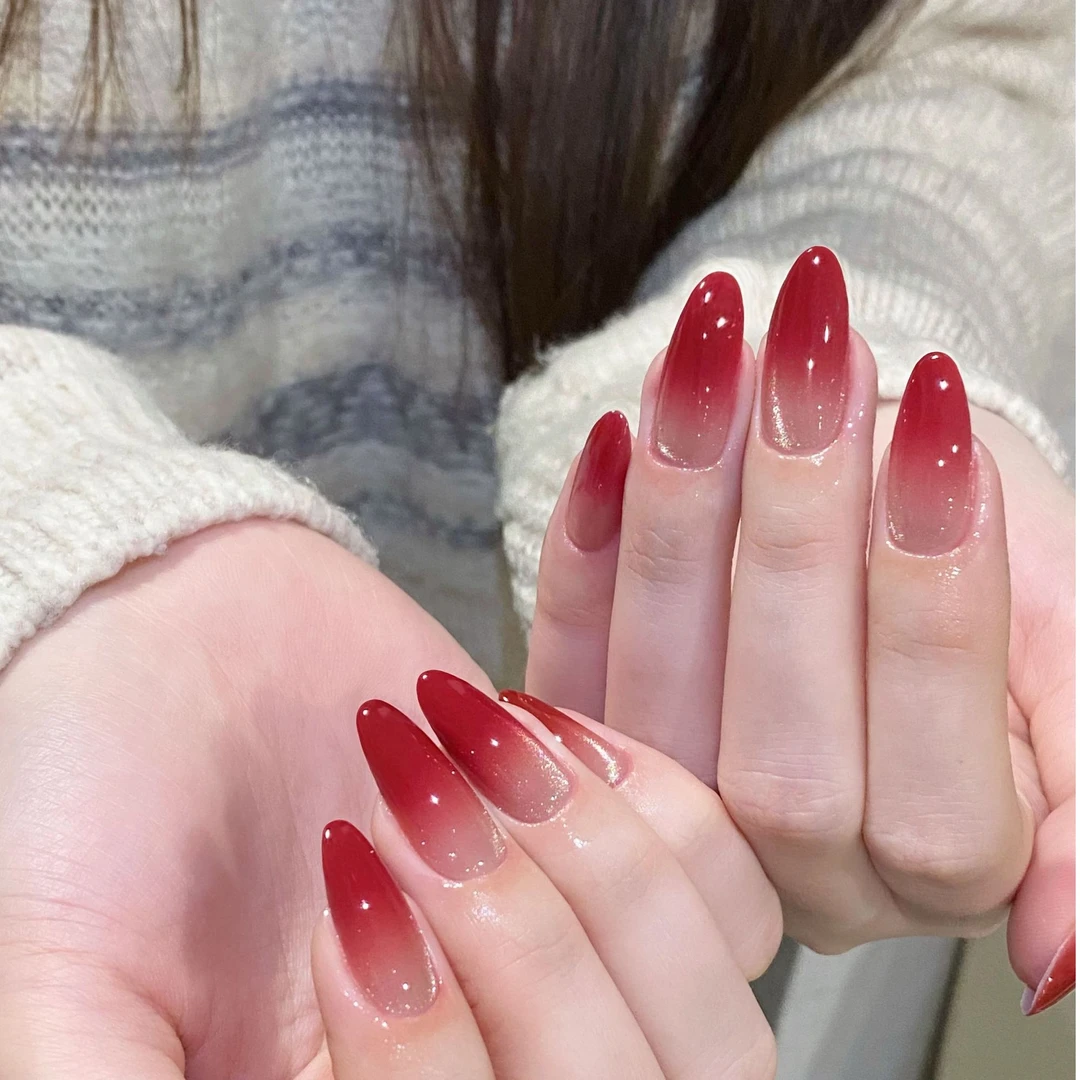 【酒渍红茶】珊瑚纪显白气质纯欲渐变猫眼纯手工穿戴甲ins