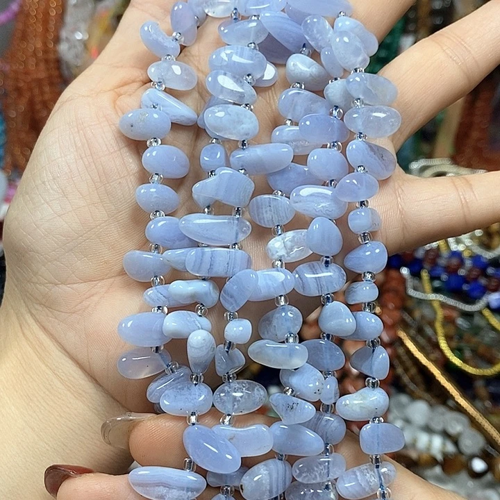 未镶嵌玛瑙/玉髓珠宝半成品天然蓝纹玛瑙