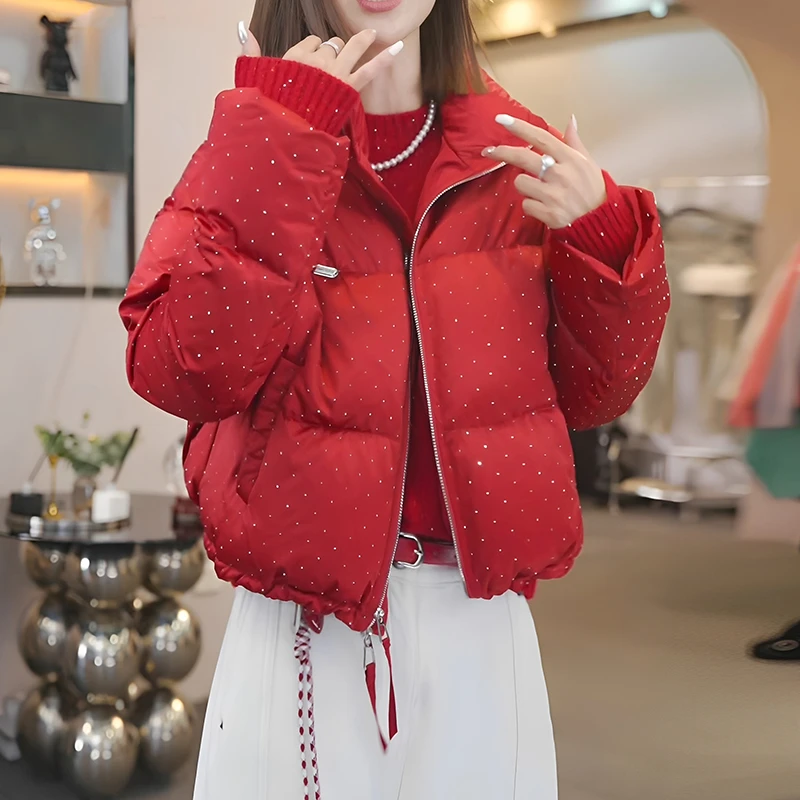 加厚棉服女短款2025年冬季新款夹棉小个子连帽棉衣棉袄面包服外套