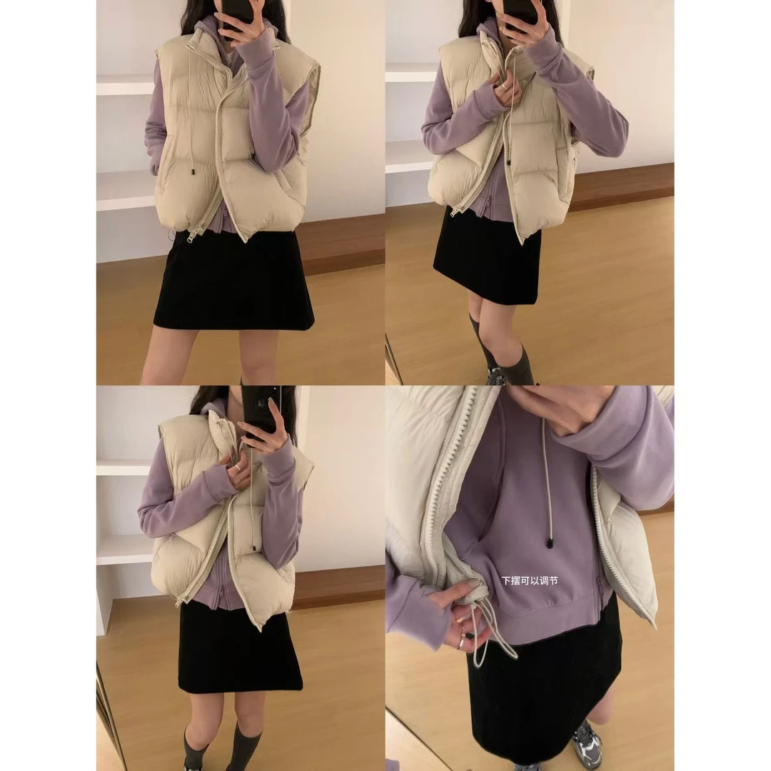 551010#【新国标90白鸭绒！】韩系立领拉链羽绒服无袖马甲（充绒9