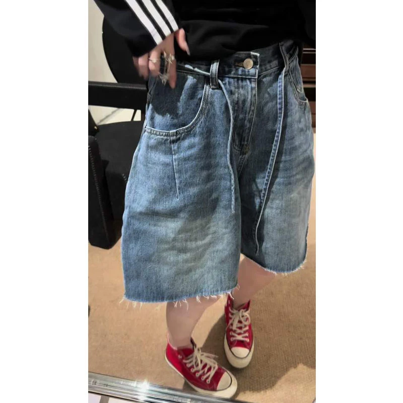 艾塔莉基础款百搭牛仔裤女夏季新款大码五分裤梨形身材直筒阔腿裤