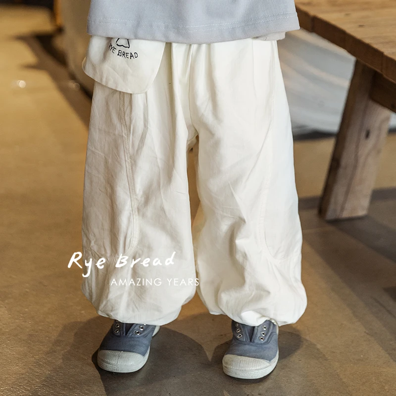 ryebread/黑面包童装 韩系纯色男小童束脚宽松休闲裤4春秋