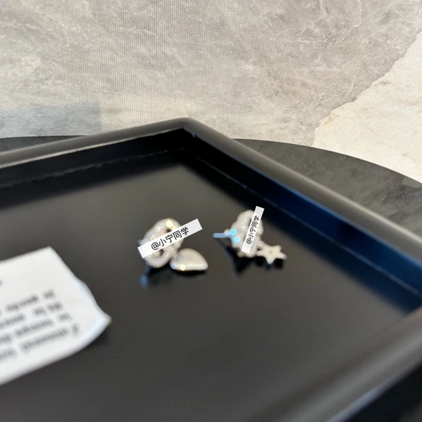 铜合金合成锆石耳饰 ab款猪鼻子星星耳环EH2847