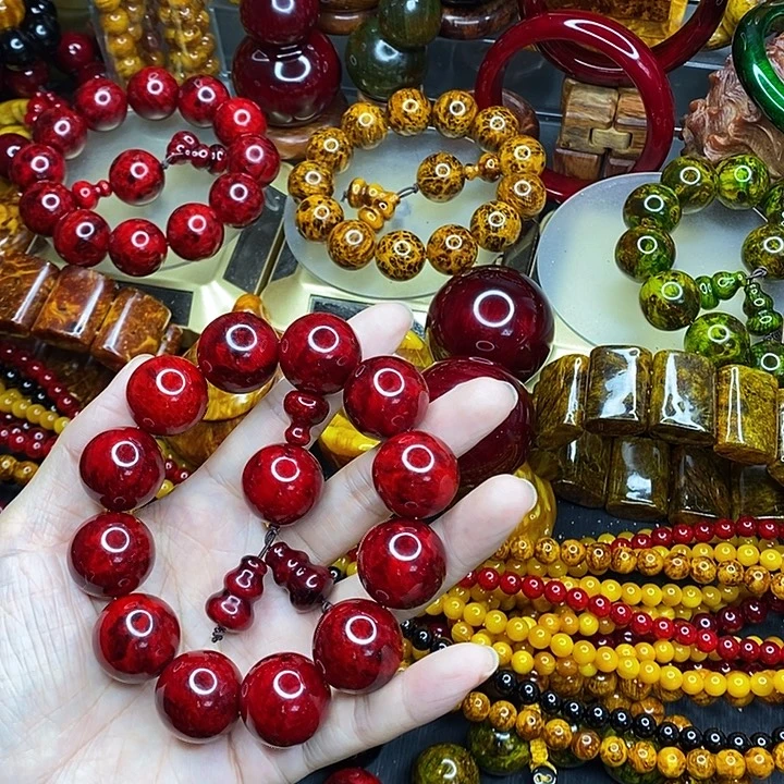 松木琥珀木文玩手串