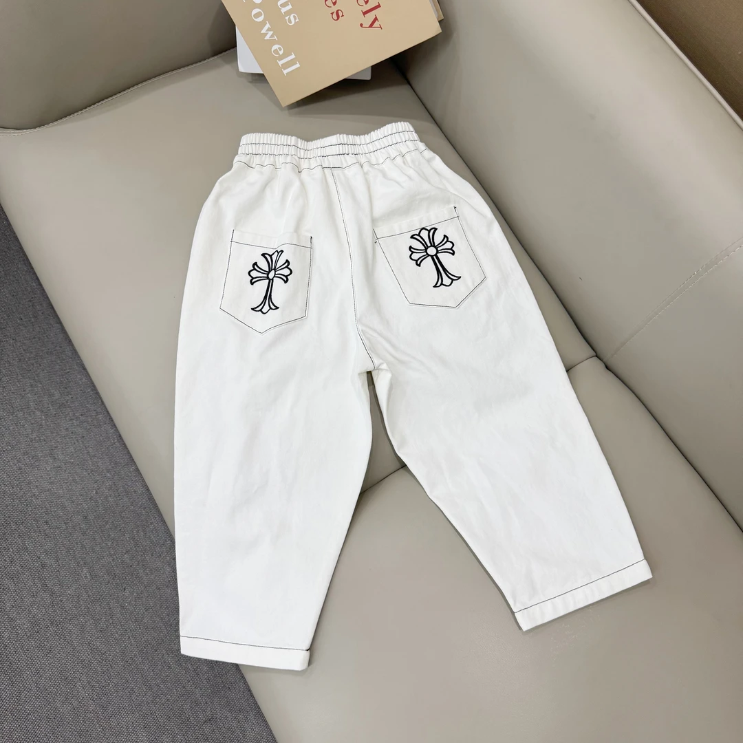 【白色长裤】秋冬四季休闲裤童裤韩版男女童装百搭裤子儿童时尚刺绣