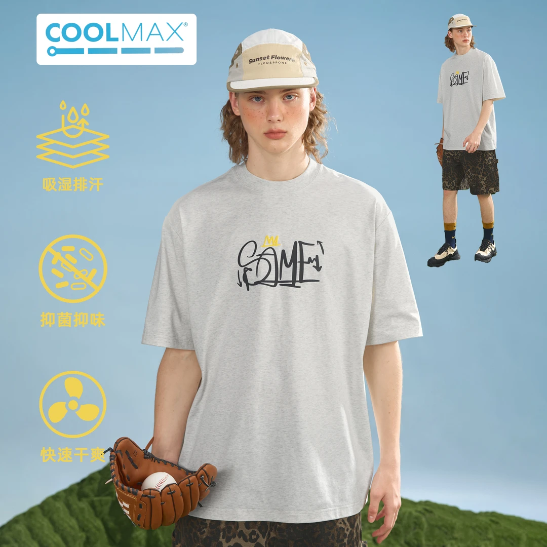 MYSAMESAME 加倍凉感透气棉涂鸦logo印花t恤男女夏天衣服短袖T195