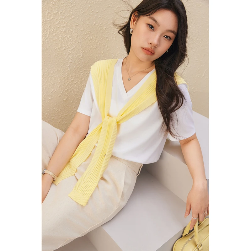 【悠闲夏日】纤莉秀E大码女装欧若风莱赛尔亚麻混纺针织披肩QK1756