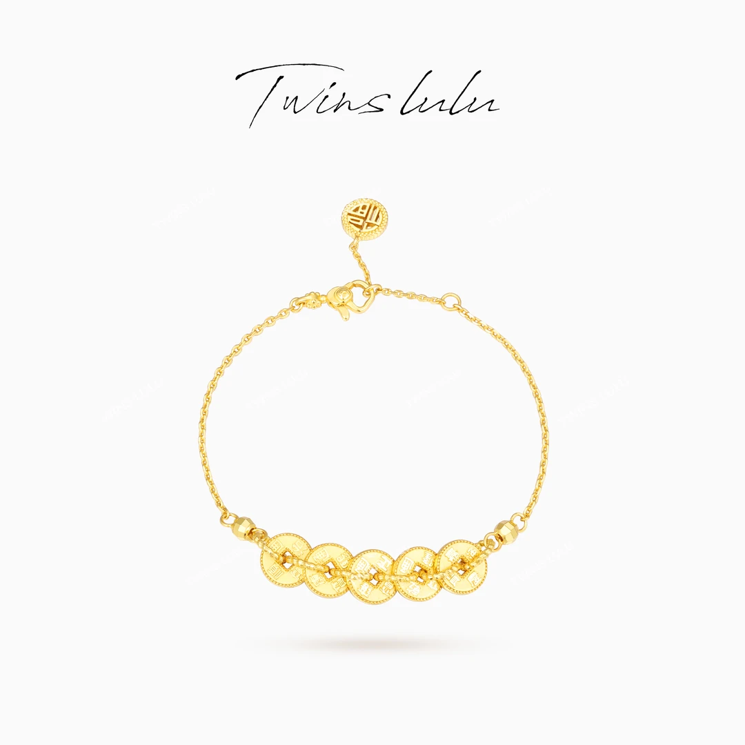 TWINS LULU 镀K金 新品古法工艺新中式铜钱手链女款TSS6940
