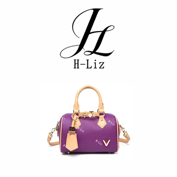 H-Liz 时尚轻奢V字拼色枕头包