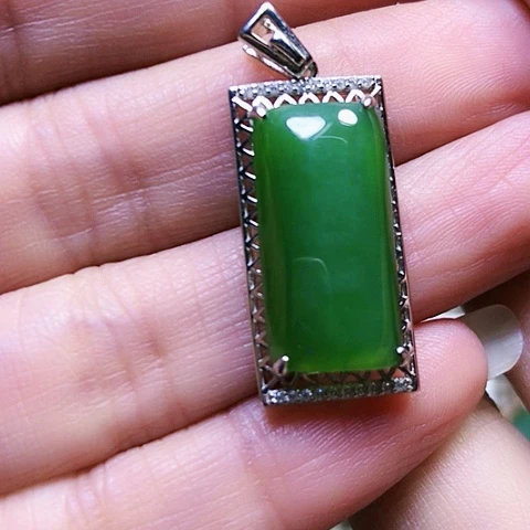 和田玉银S925镶嵌挂件