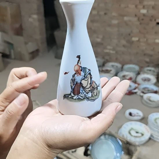 库存微瑕老寿星温酒壶