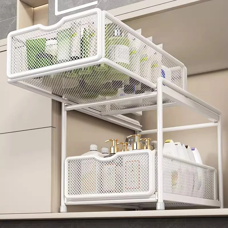 优勤浴室下水槽置物架卫生间洗漱台下收纳架子抽拉式柜内分层储物