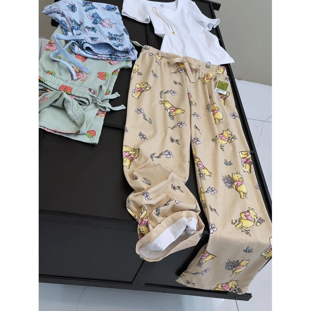ins风可爱卡通印花睡裤薄款直筒休闲家居裤