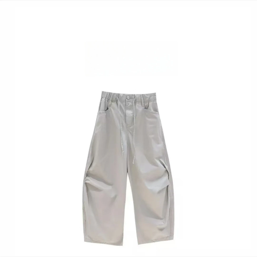 2025夏季薄款时尚阔腿裤梨形身材高腰宽松显瘦洋气百搭八分裤女款