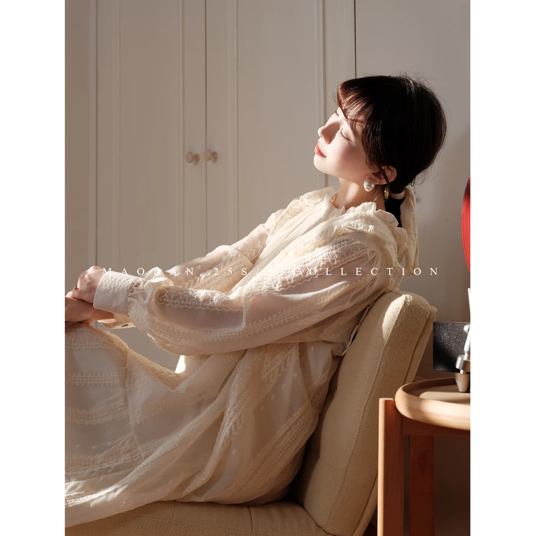 maodan/猫单【布拉安妮】孕妇装连衣裙2025新款蕾丝裙轻奢春装.