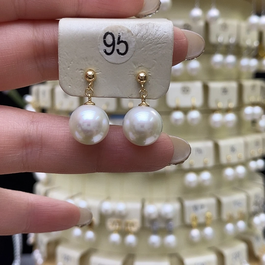 淡水珍珠银S925镶嵌耳饰