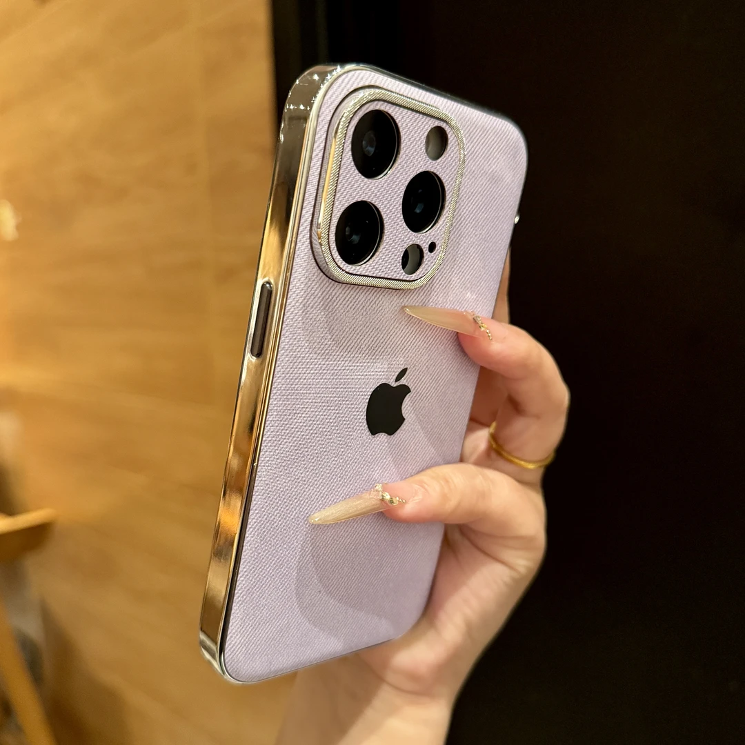 一体AI按键电镀牛仔纹适用苹果17promax手机壳iPhone16全包14防摔