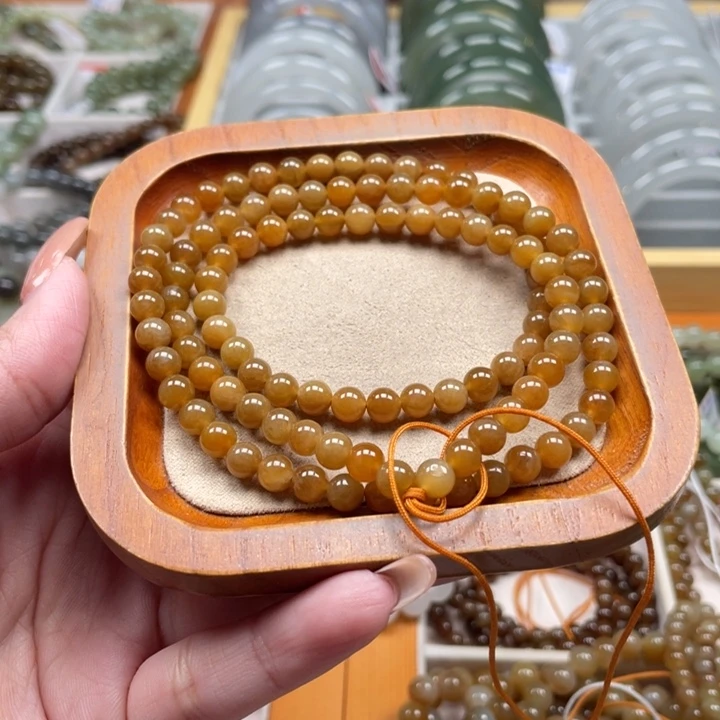 和田玉珠串6mm未镶嵌林*成