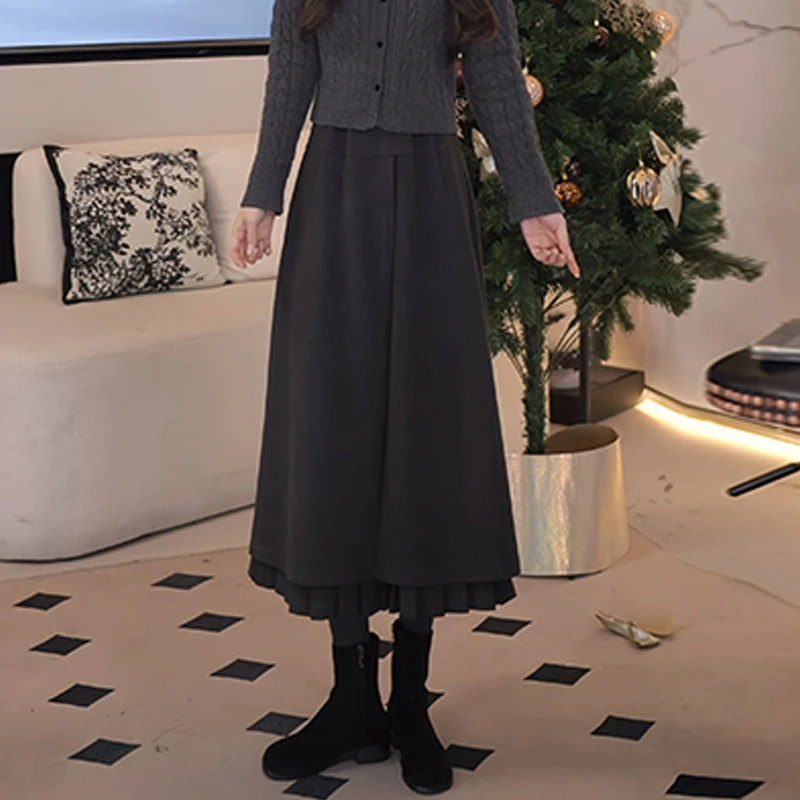 美式复古设计感高腰休闲裤女2025冬季新款宽松显瘦直筒阔腿裙裤子