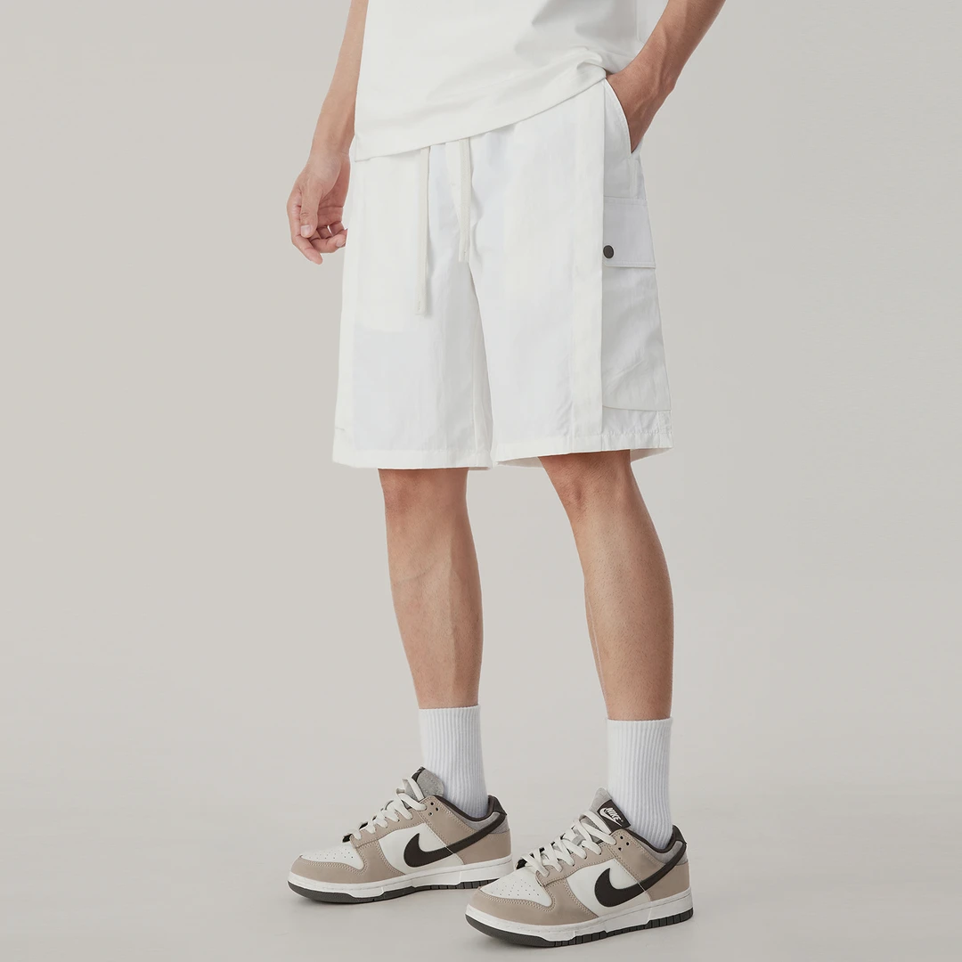 夏季薄款宽松白色冰丝运动短裤男休闲工装中裤速干凉感透气五分裤