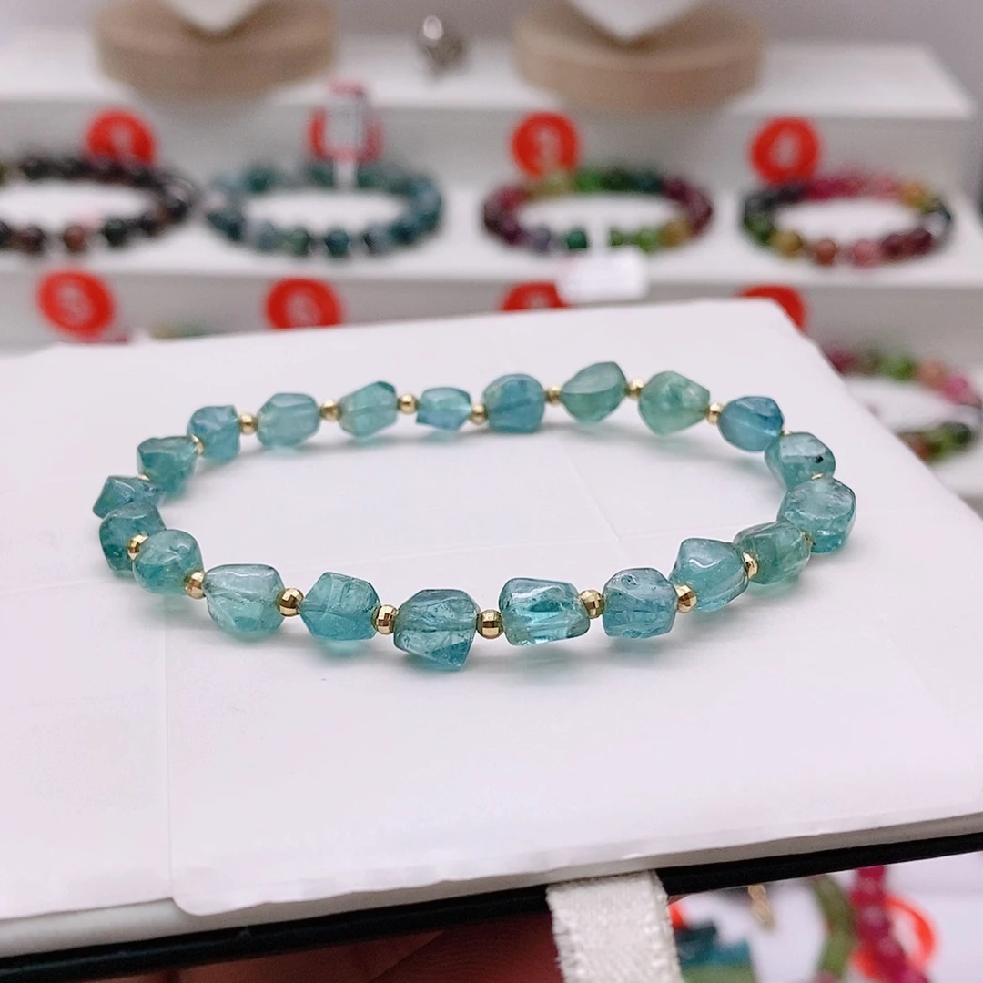 碧玺手链18K金镶嵌5号