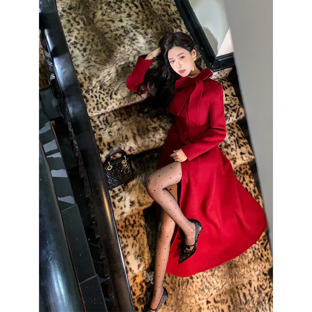 【城市恋人】刘智贤过年战袍蝴蝶结时尚羊毛秋冬氛围感外套大衣