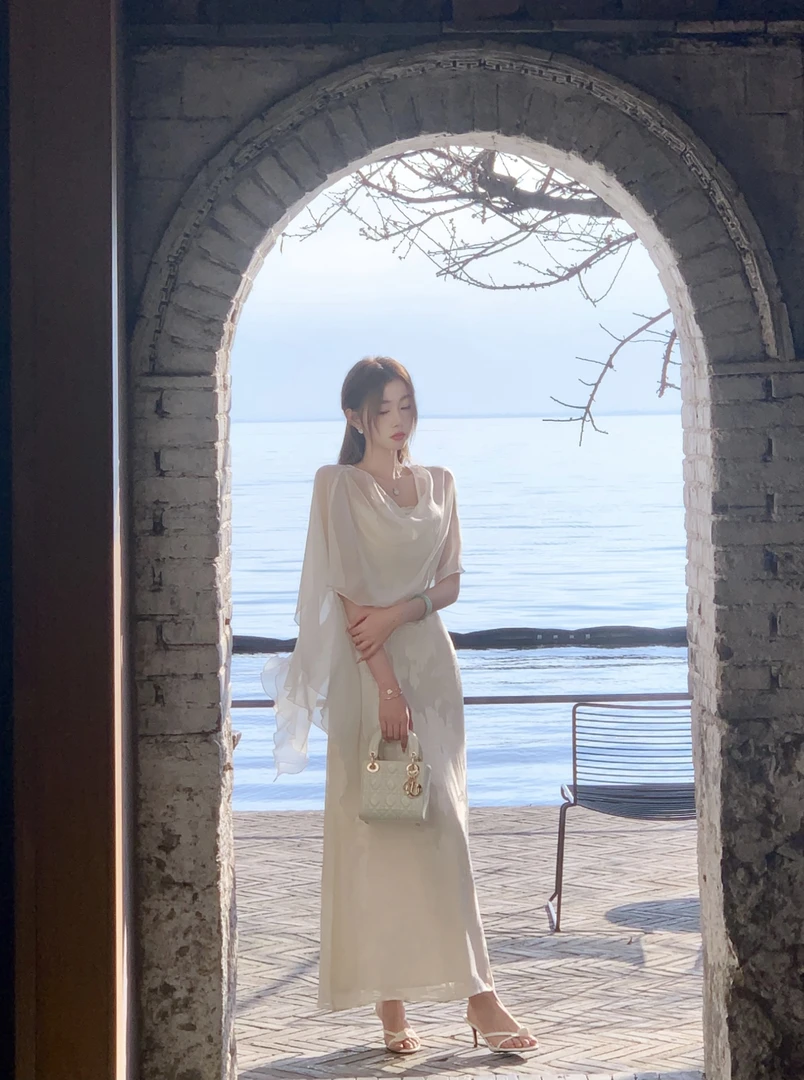 EIA一尧新中式国风【白玉兰】温柔气质白月光提花吊带连衣裙显瘦女