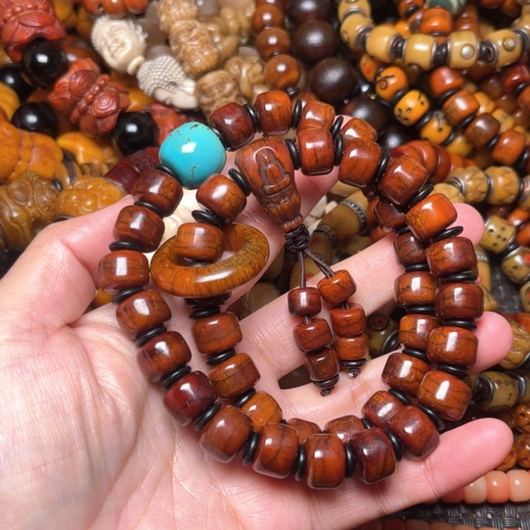 【闪购商品】牛骨手串/手链牛骨红12×9×38颗双圈男款