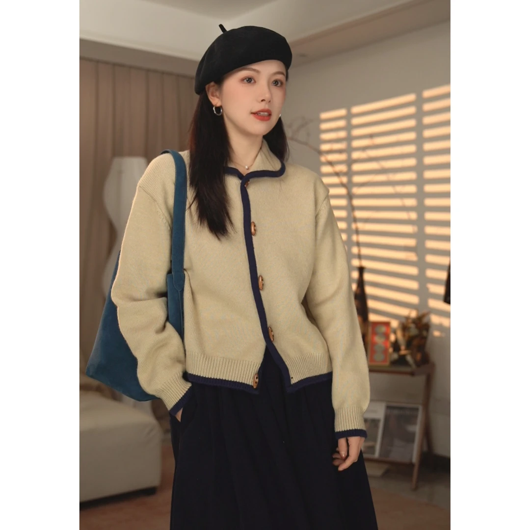 圆圆 【YY牵牛花】包边娃娃领毛衣 YY 6284