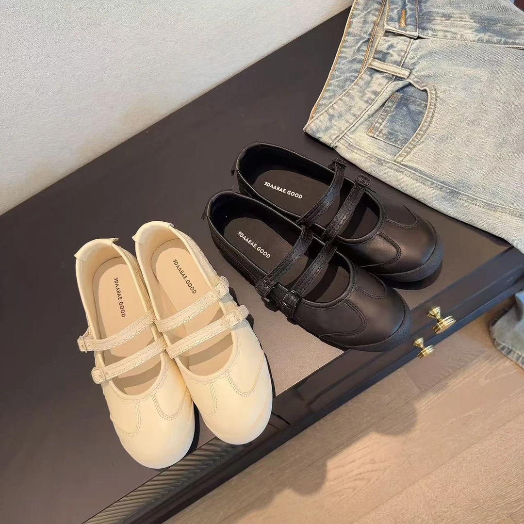 DAABAE GOOD 芭蕾鞋复古小圆头浅口玛丽珍一字带平底单鞋 10-18