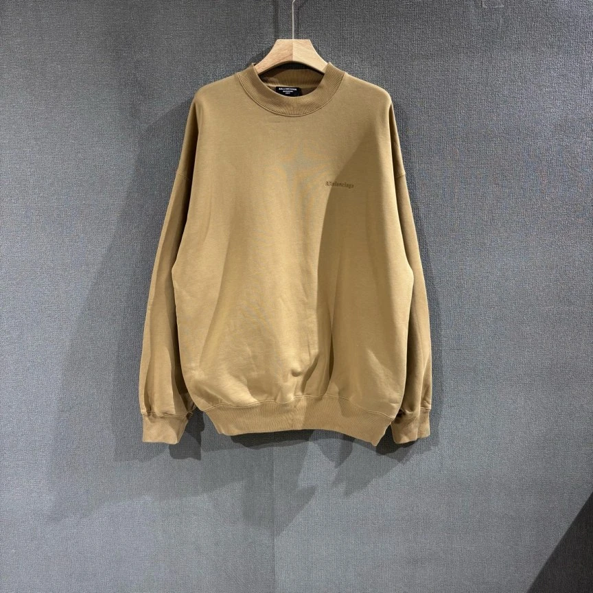 未使用 Balenciaga/巴黎世家 （pm)刺绣小logo卡其色卫衣 s码/6532