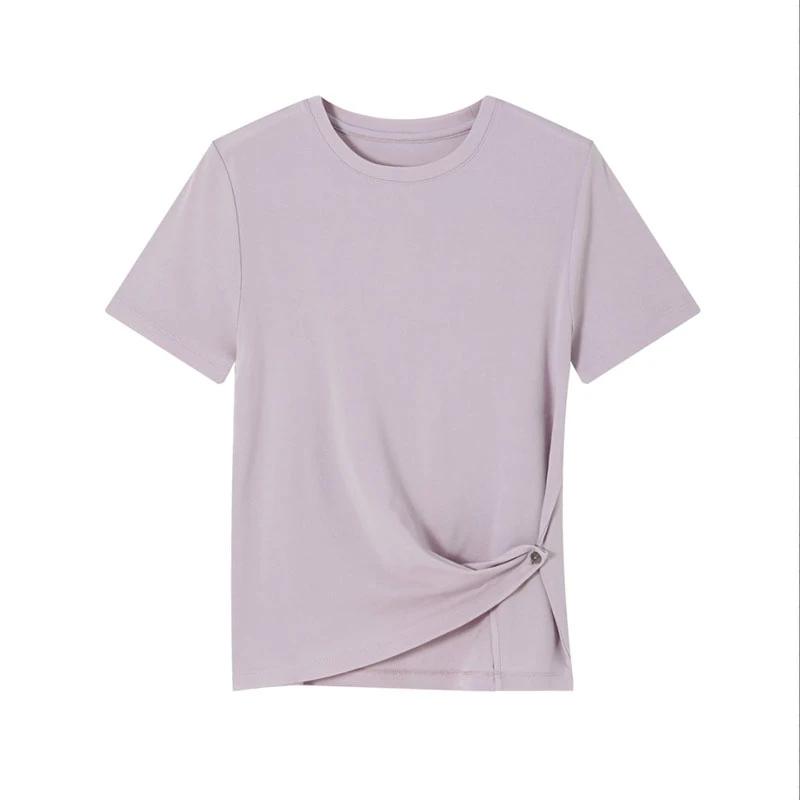 【F.J】150克强加捻纱100桑蚕丝针织T恤女简约半袖百搭上衣NLJ1062