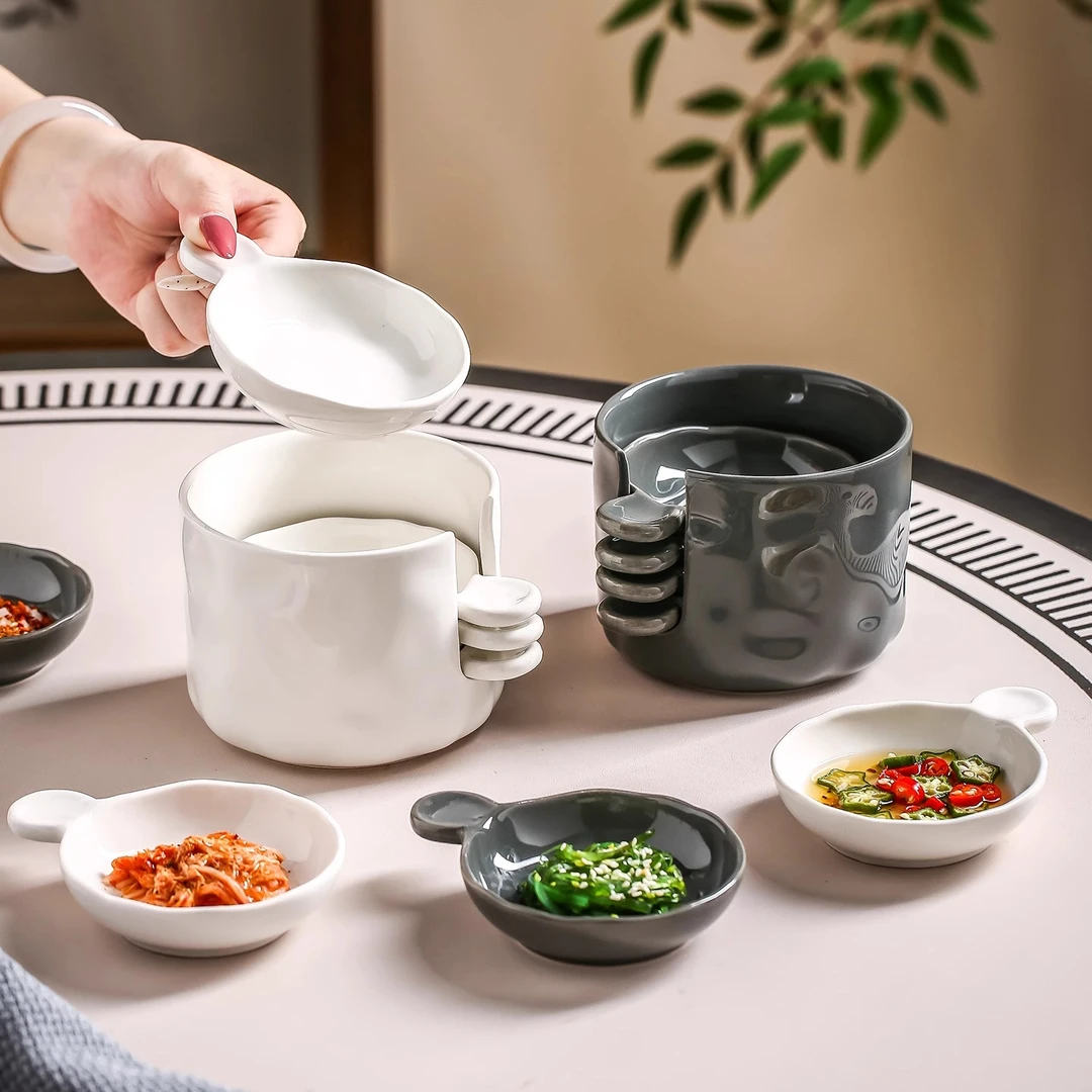 蘸料碟家用陶瓷味碟轻奢高级感烤肉火锅酱料碟小菜碟酱油醋碟