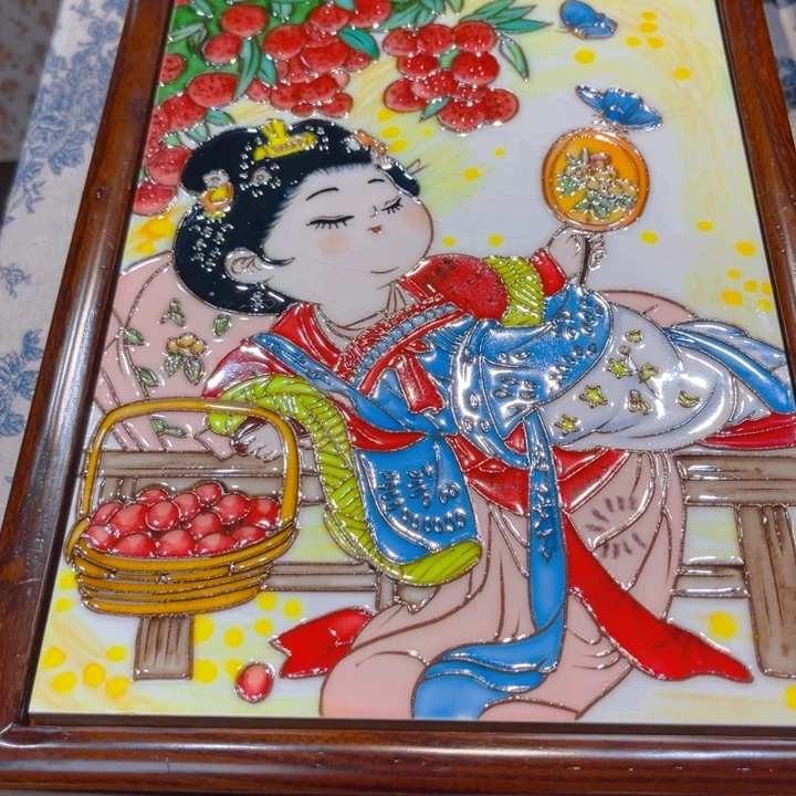 白***女瓷片瓷板画艺术作品