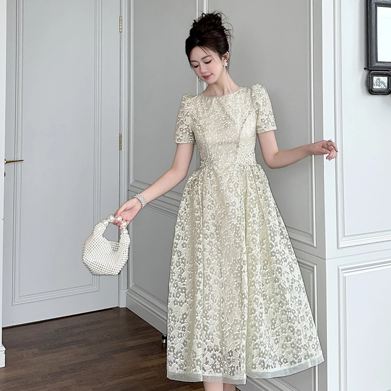 NaiAn/奈安 气质时尚法式连衣裙复古宫廷公主裙蕾丝碎花显瘦45156