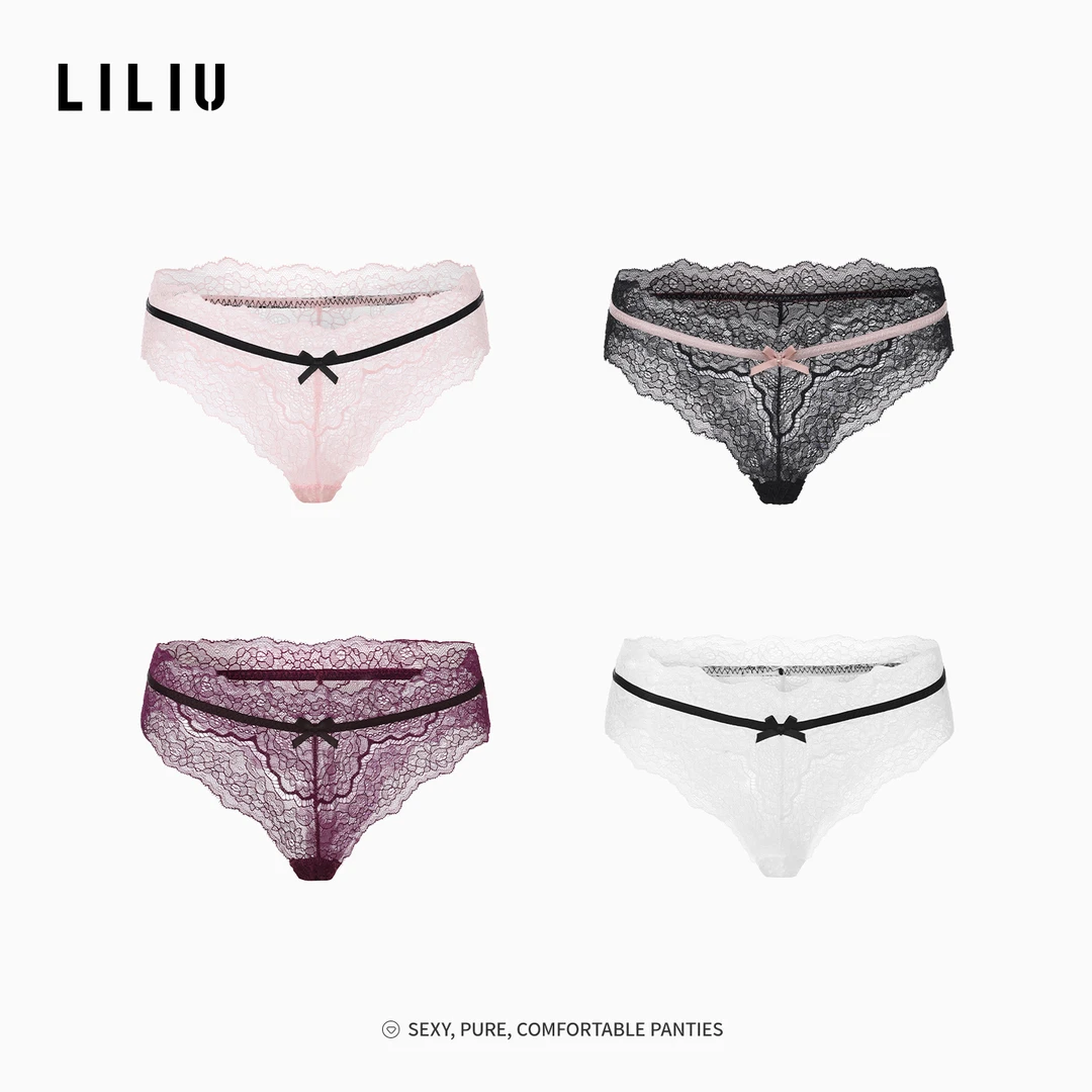 LILIU红粉女郎·性感纯欲高端女内裤2025新款蕾丝镂空女士三角裤