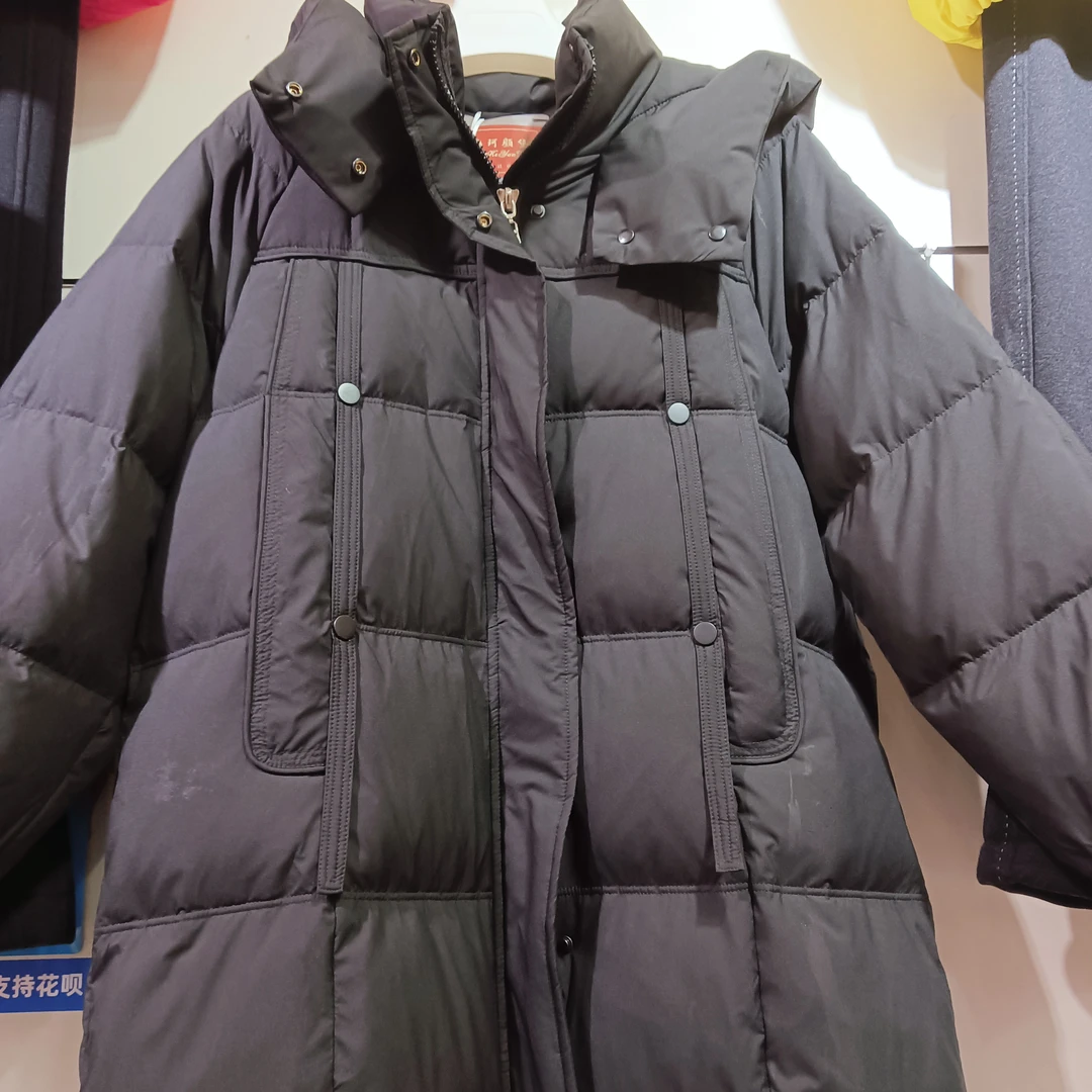 冬季加厚保暖白鸭绒女士连帽时尚百搭长款羽绒外套衣长95