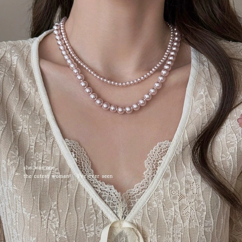 非金属仿珍珠项链 曼塔玫瑰仿珍珠项链颈链小众锁骨链时尚配饰