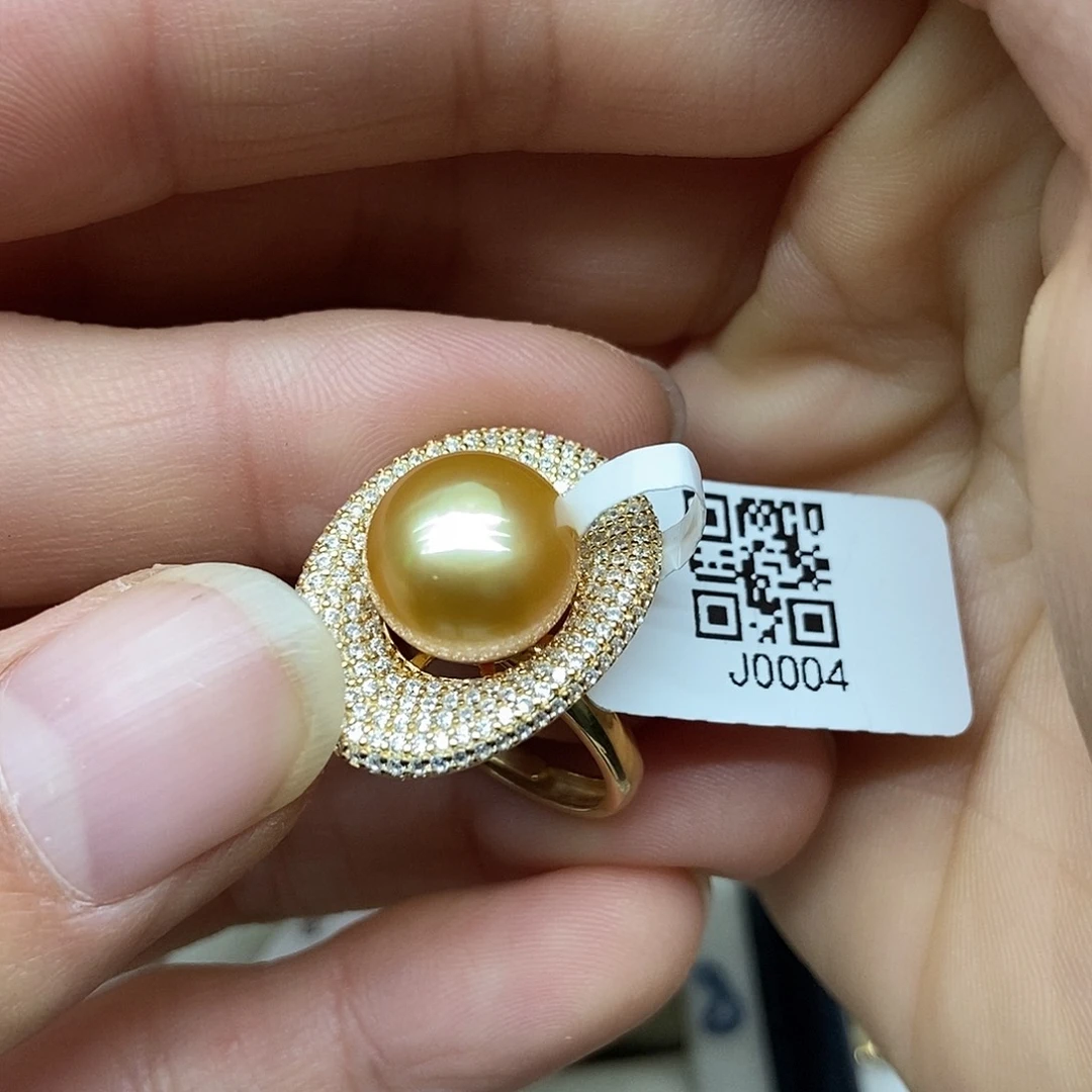 海水珍珠戒圈银S925镶嵌@@J0004