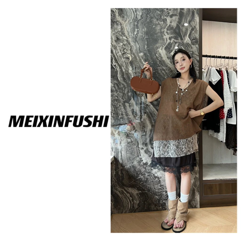 【Mei Xin】欧货内里蕾丝两面穿设计马甲上衣/4180/D