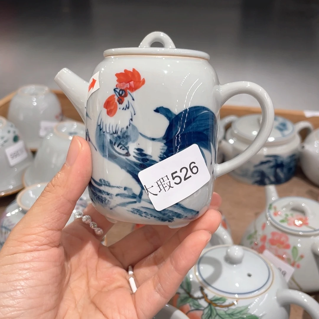 釉下彩纯手绘有瑕
