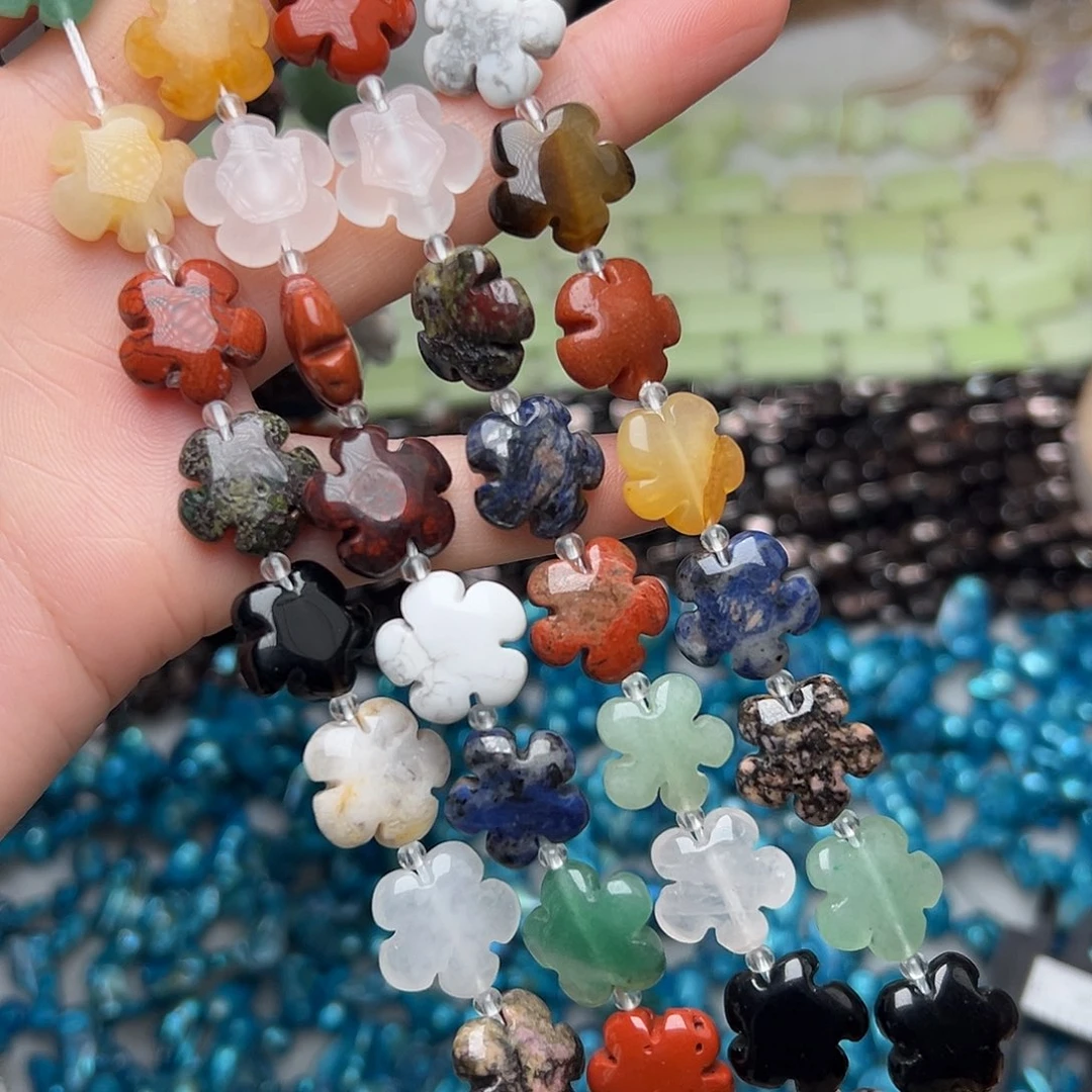 玛瑙/玉髓合金珠宝半成品N29。15mm天然多宝花花一条