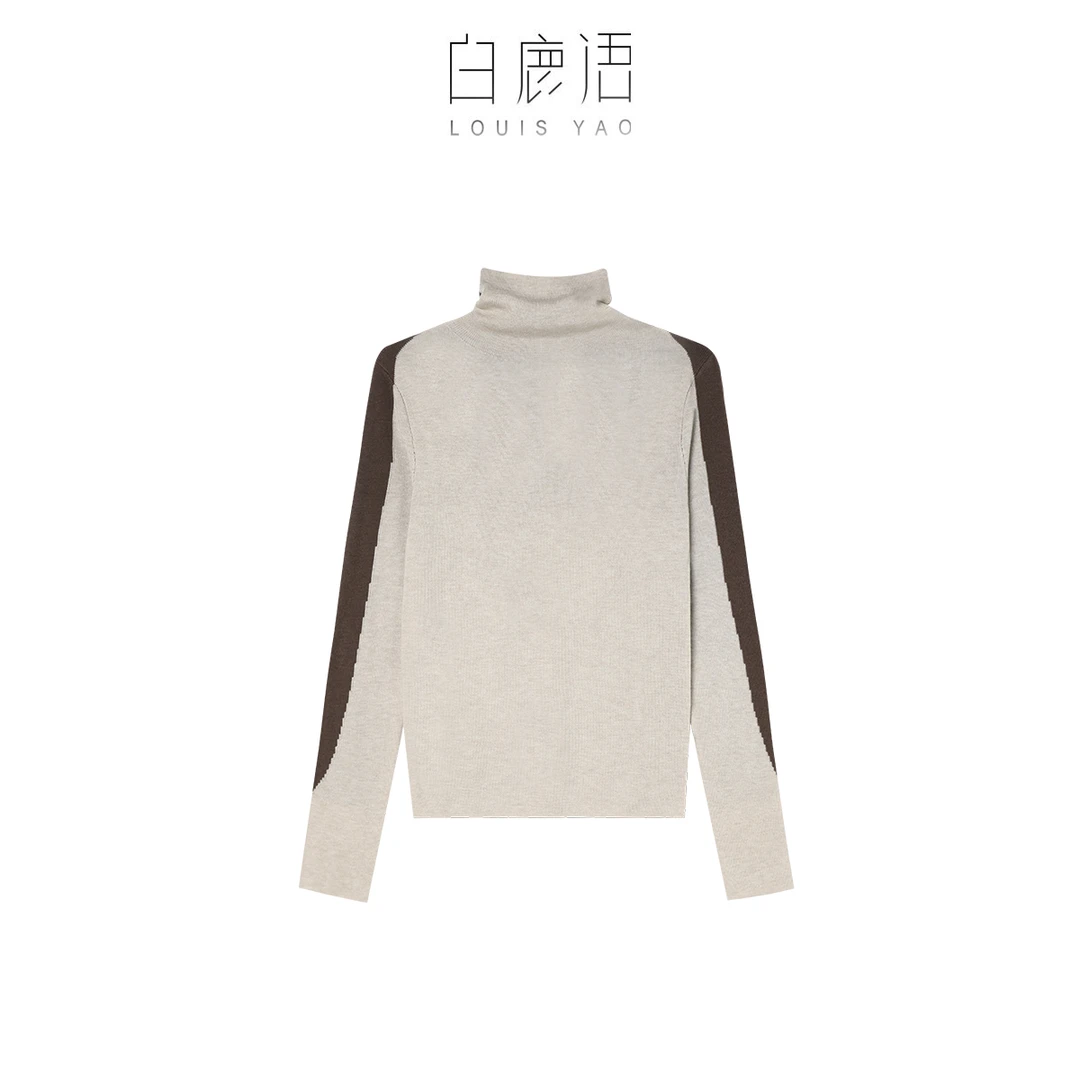DY【商场同款新品】白鹿语时尚高领撞色打底女式针织衫（播）BX20048