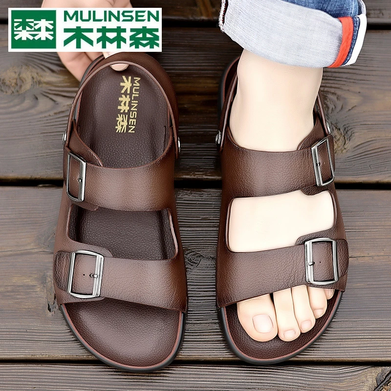 木林森男款沙滩鞋时尚耐磨沙滩鞋男防滑防臭外穿男款软底大码夏季