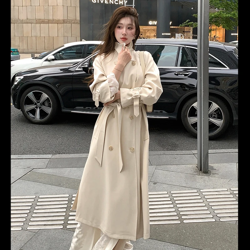 复古英伦风长款立领风衣外套女2025春秋新款高级感小个子气质大衣