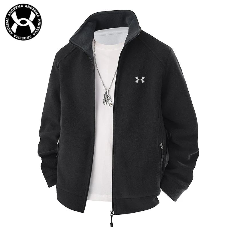 新款2025春秋季时尚休闲抓绒外套双面绒摇粒绒加厚保暖宽松立领